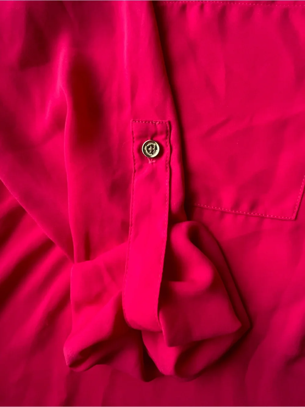 Michael Kors Hot Pink Zip-Pocket Blouse sz S